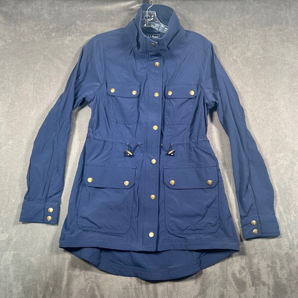 L.L.Bean Jackets & Blazers - LL Bean Womens Small Regular Blue Utility Field Jacket 518313 Nylon Spandex